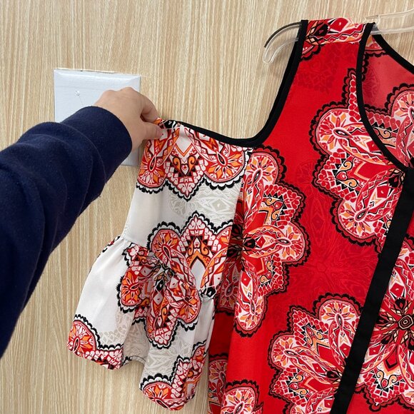 Chico's red print top size 16 - Picture 2 of 5